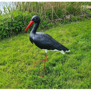 Bocian ogrodowy duży czarny H: 88cm figura ozdobna ogrodowa do ogrodu