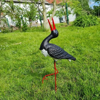 Bocian ogrodowy klekot mały czarny H: 57cm figura ozdobna ogrodowa do ogrodu