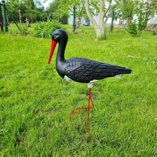 Bocian ogrodowy średni czarny H: 75cm figura ozdobna ogrodowa do ogrodu